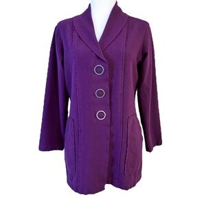 Habitat by Anthropologie Cardigan Jacket Purple with Buttons Medium